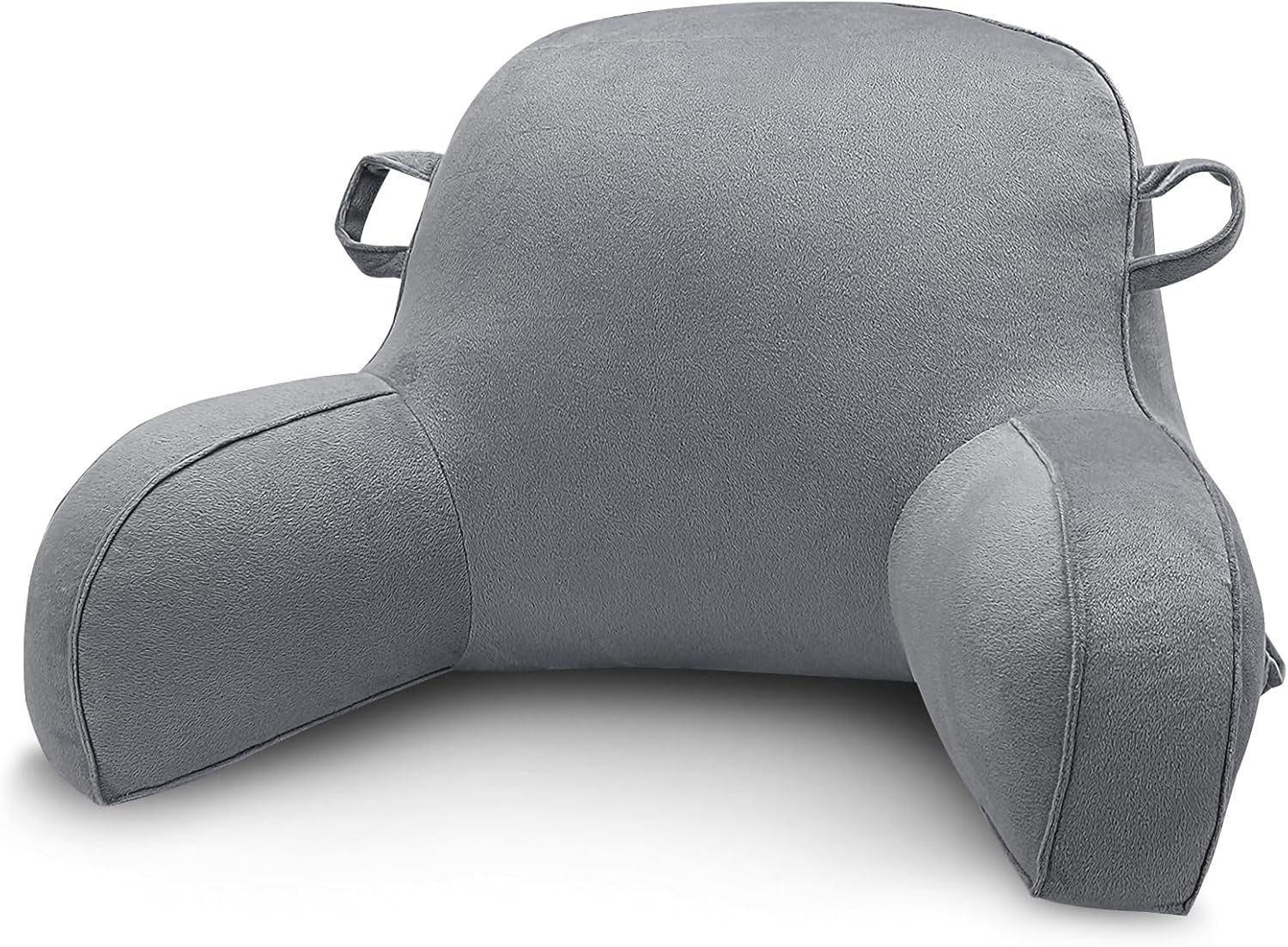 Almohada de lectura, almohada de descanso en cama para adultos y niños, cómoda almohada de terciopelo con reposabrazos, bolsillos y asa para sentarse en la cama, almohada de espalda para leer, estudiar y mirar televisión