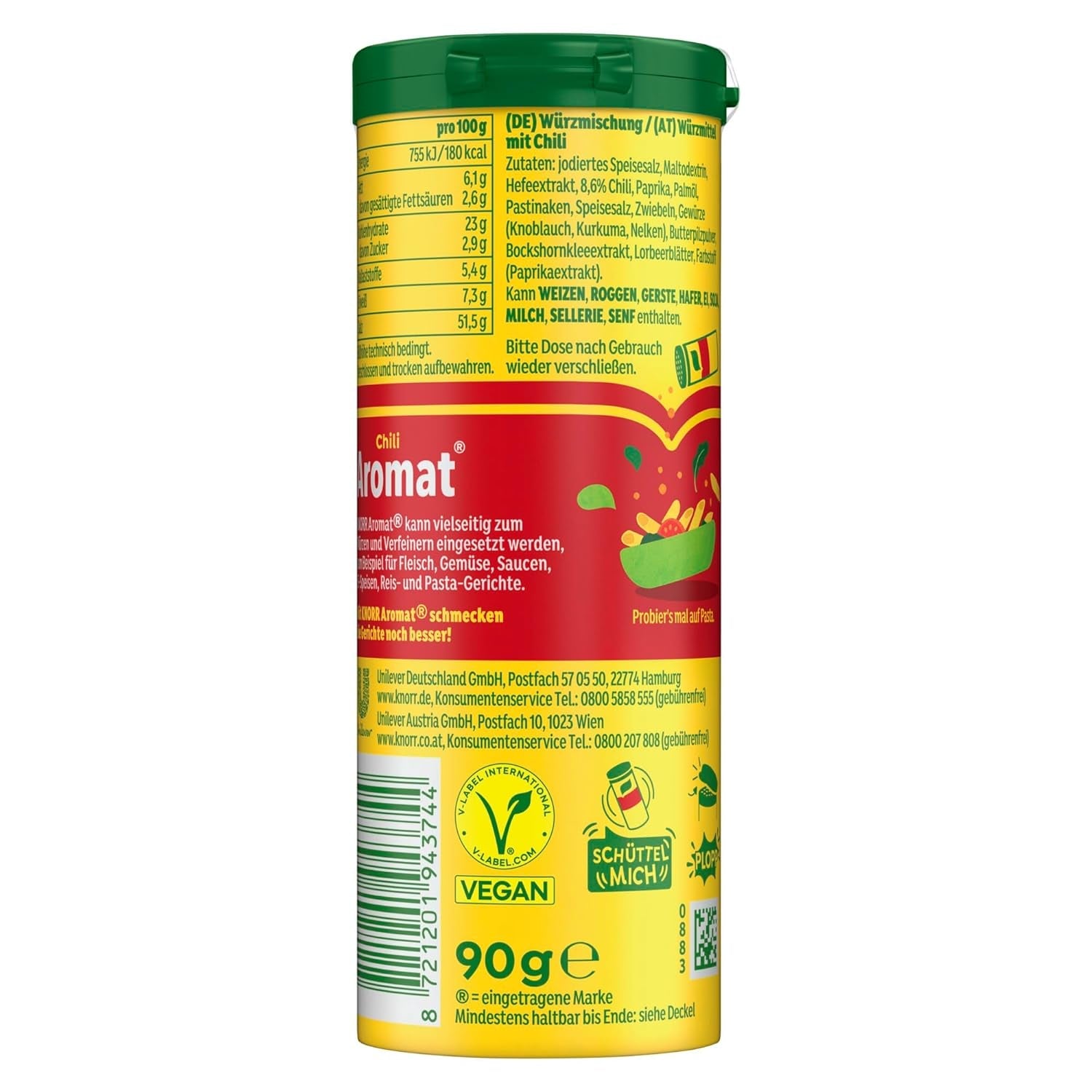 Knorr Würzmischung Chili Flavored para platos rápidos para condimentar y condimentar patatas, pastas, verduras y más 90 g