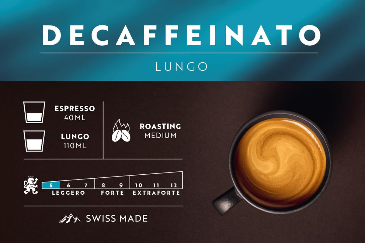Café Royal Lungo Decaffeinato – Cápsulas de café compatibles con Nespresso®, 100 % Arábica, Intensität 5/12, Rainforest Alliance, descafeinado, 100 cápsulas