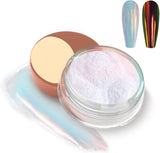White Pearl Chrom Nagel Pulver, Irisierendes Aurora Pulver Metallic Spiegel Effekt Glitter Pulver Pearlescent Eis Transparent Meerjungfrau Pigment Perle Glitter Staub para decoración de uñas