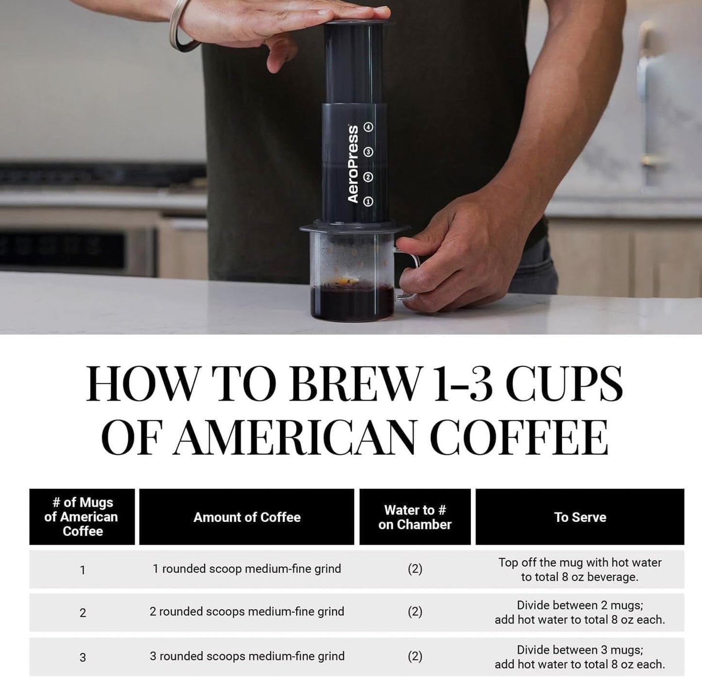 AeroPress Original Cafetera y Espresso, Cafetera Portátil Nivel Barista con Cámara, Émbolo y Filtros, Cafetera Rápida y Espresso