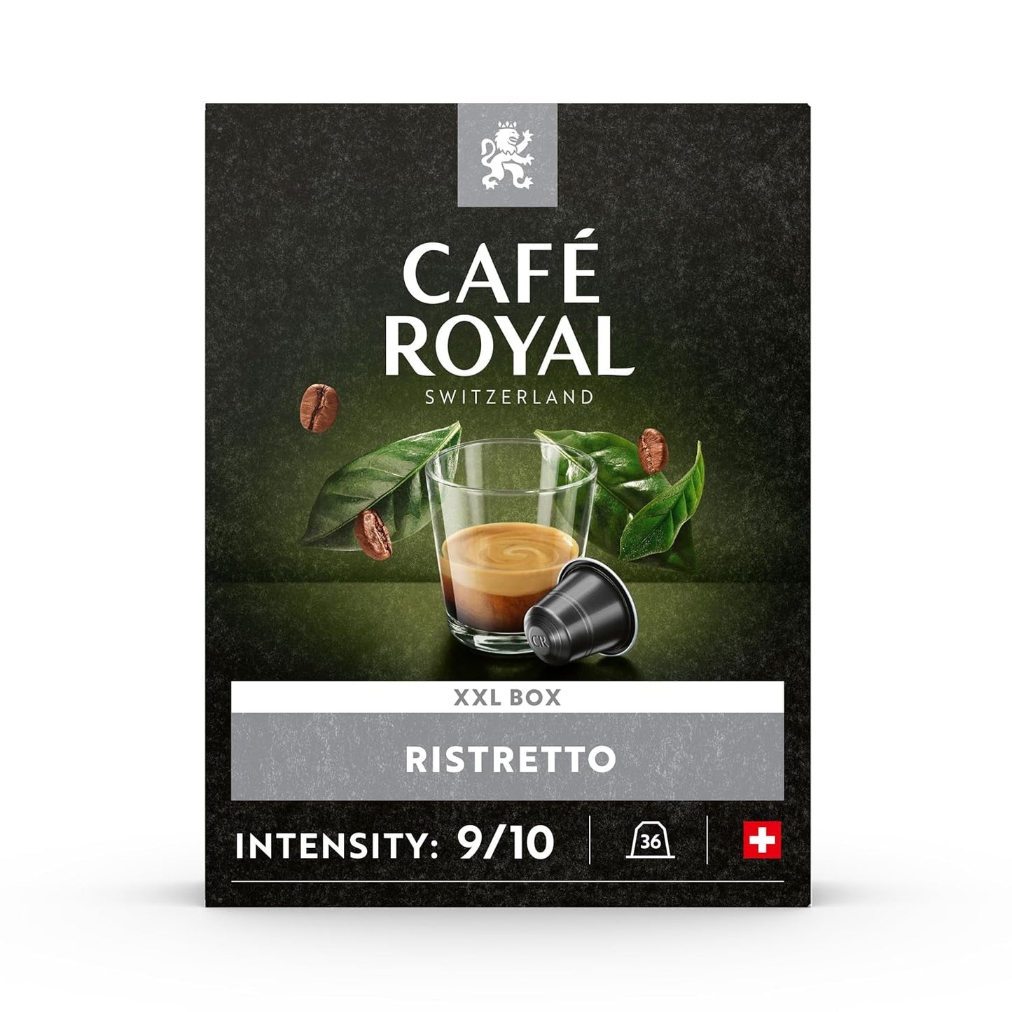 Café Royal Ristretto 36 Capseln para cafetera Nespresso - Intensidad 9/10 - Cafeteras certificadas UTZ en aluminio (paquete con 3)