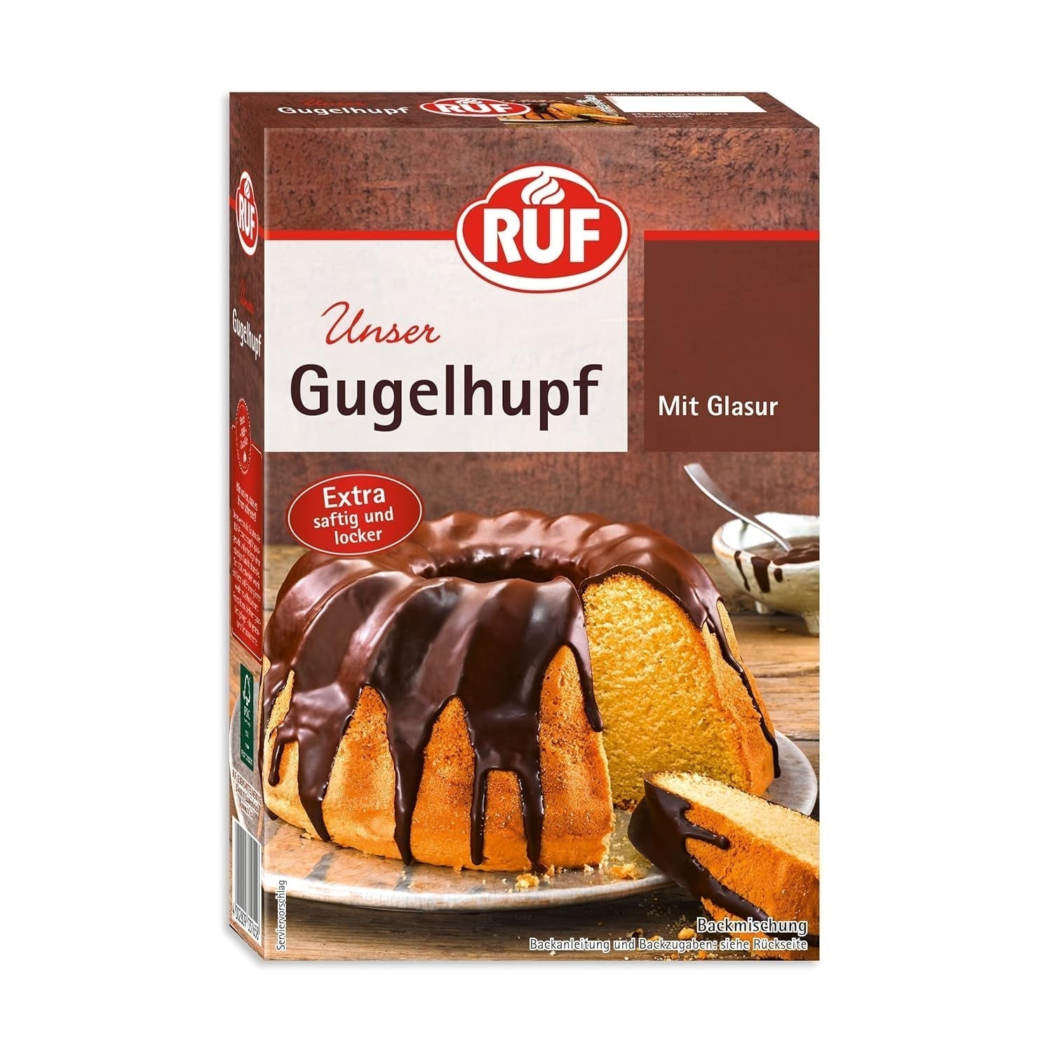 RUF Biskuit Teig, Backmischung Für Einen Saftigen Biskuitteig, Gelingsicher Und Schnell Zuberitet, Zur Herstellung Von Biskuitrollen, Biskuitkuchen Oder Tortenboden, 1 X 250G Naty Shop 550 G (1Er Pack) Gugelhupf