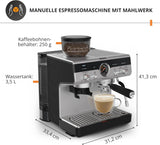 Krups Precision Cafetera espresso manual con portafiltro y molinillo, Cafetera barista con panel de control intuitivo, ajustes de preinfusión, Cafetera espresso con boquilla de vapor, calentamiento rápido, XP801T10