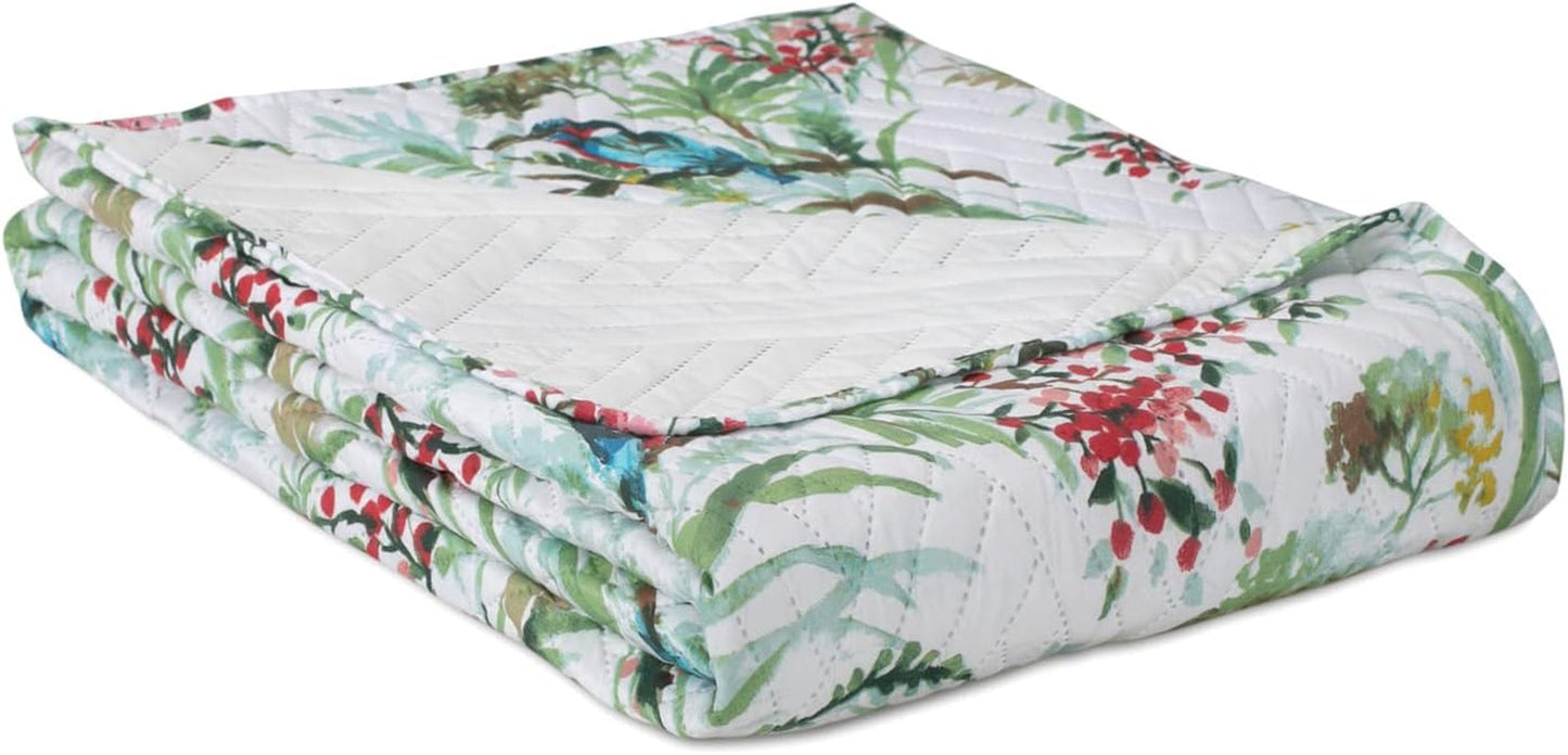 Ameliahome Colcha Colcha 260X280 Cm Acolchado De Doble Cara De Fácil Cuidado Estampado De Plantas Estampado De Pájaros Kingfisher Multicolor Camas Y Mantas Besuche den AmeliaHome-Store