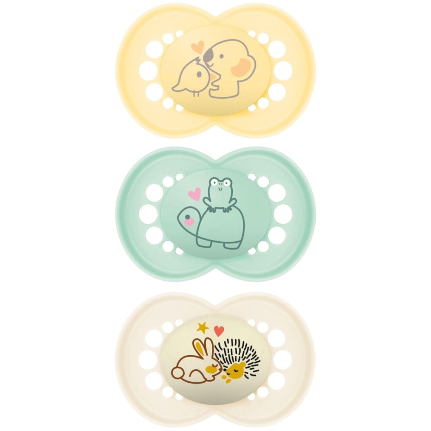 MAMÁ | Chupete original beige 18+ meses (paquete de 3) selección aleatoria de colores - Tetina simétrica de silicona ultrasuave - Chupete de bebé con forma anatómica para un desarrollo óptimo de la boca
