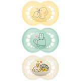 MAMÁ | Chupete original beige 18+ meses (paquete de 3) selección aleatoria de colores - Tetina simétrica de silicona ultrasuave - Chupete de bebé con forma anatómica para un desarrollo óptimo de la boca