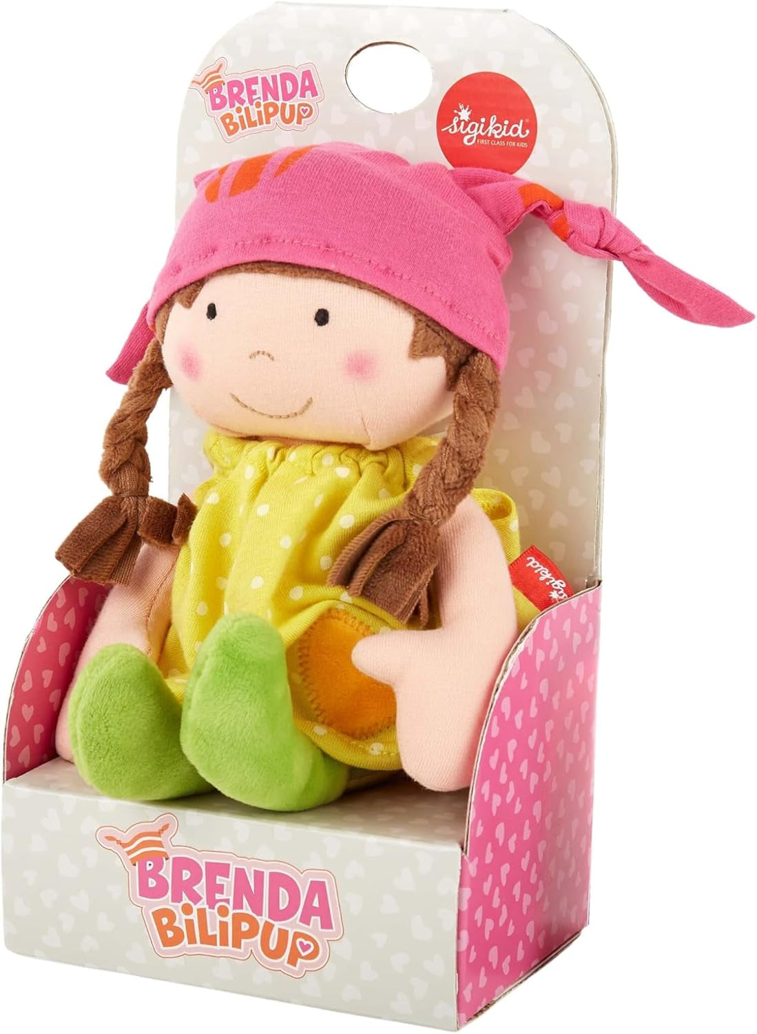 SIGIKID 39411 Muñeca Niña Suave y Pequeña, Juguete para Bebé, Recomendado A Partir de 6 Meses, Amarillo