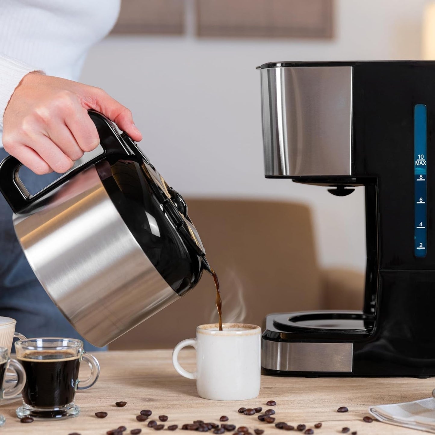 Cecotec Cafetera de goteo Coffee 66 Drop & Thermo, 950 W, 1,2 L, 10 tazas, tecnología ExtremeAroma, función antigoteo, indicador de nivel de agua, filtro principal reutilizable, protección contra sobrecalentamiento