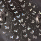 2 Blätter Schmetterling Nagelsticker Selbstklebend,Muschel Glitzer Nail Art Mariposas Adhesivos para uñas Lila Grau Schmetterlinge Nagelaufkleber Relieve Láser Mariposas Nagel Adhesivo Nageldesign Zubehör