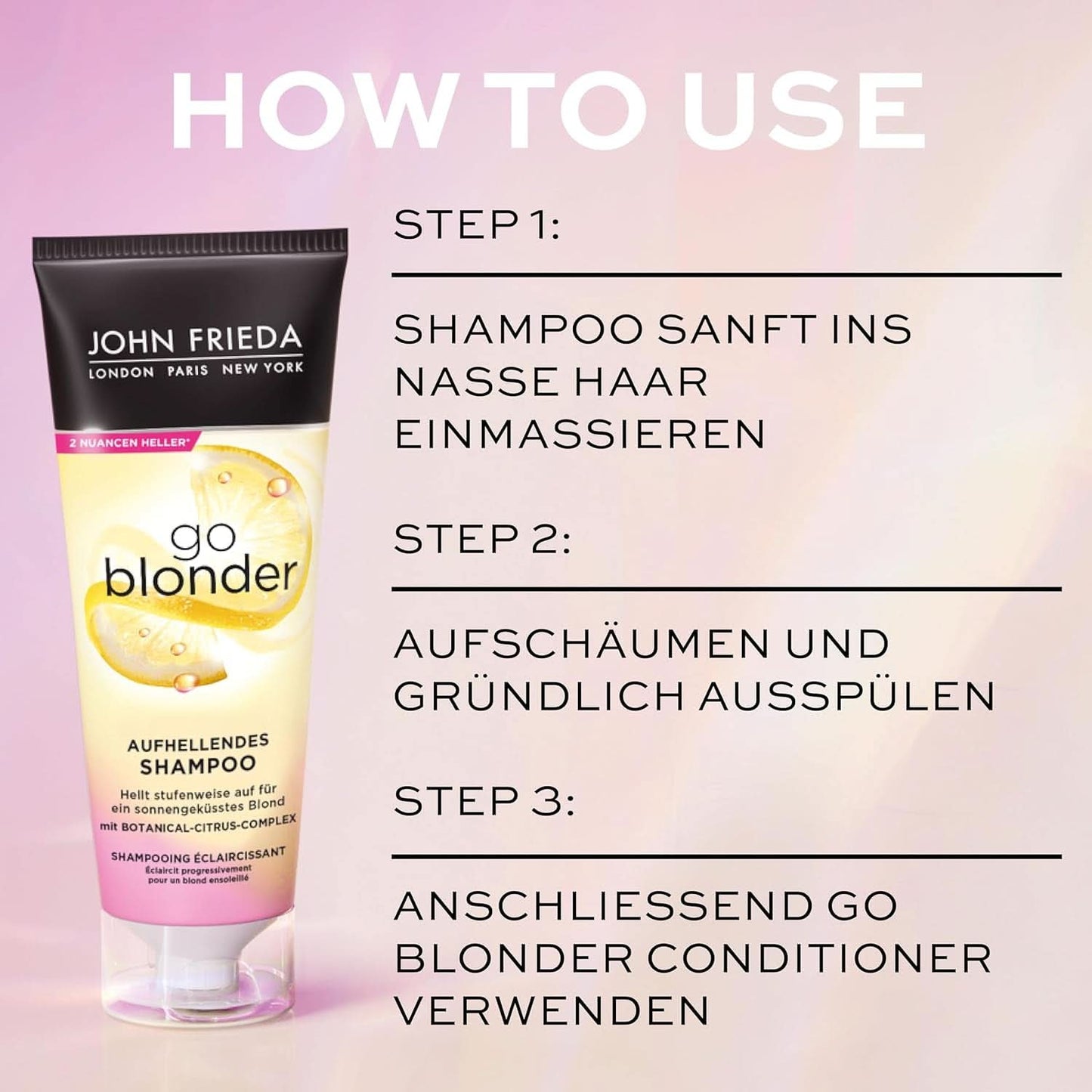 John Frieda Sheer Blonde Go Blonder Champú, 250 ml Ducha y Baño Naty Shop