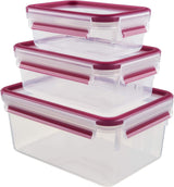 Emsa 515585 Clip y cierre para alimentos | Juego de 3 piezas | plástico | transparente / verde | 0,55 / 1 / 2,2 litros Cajas para conservar alimentos Naty Shop Frambuesa 0,55 L+1,00 L+ 2,20 L