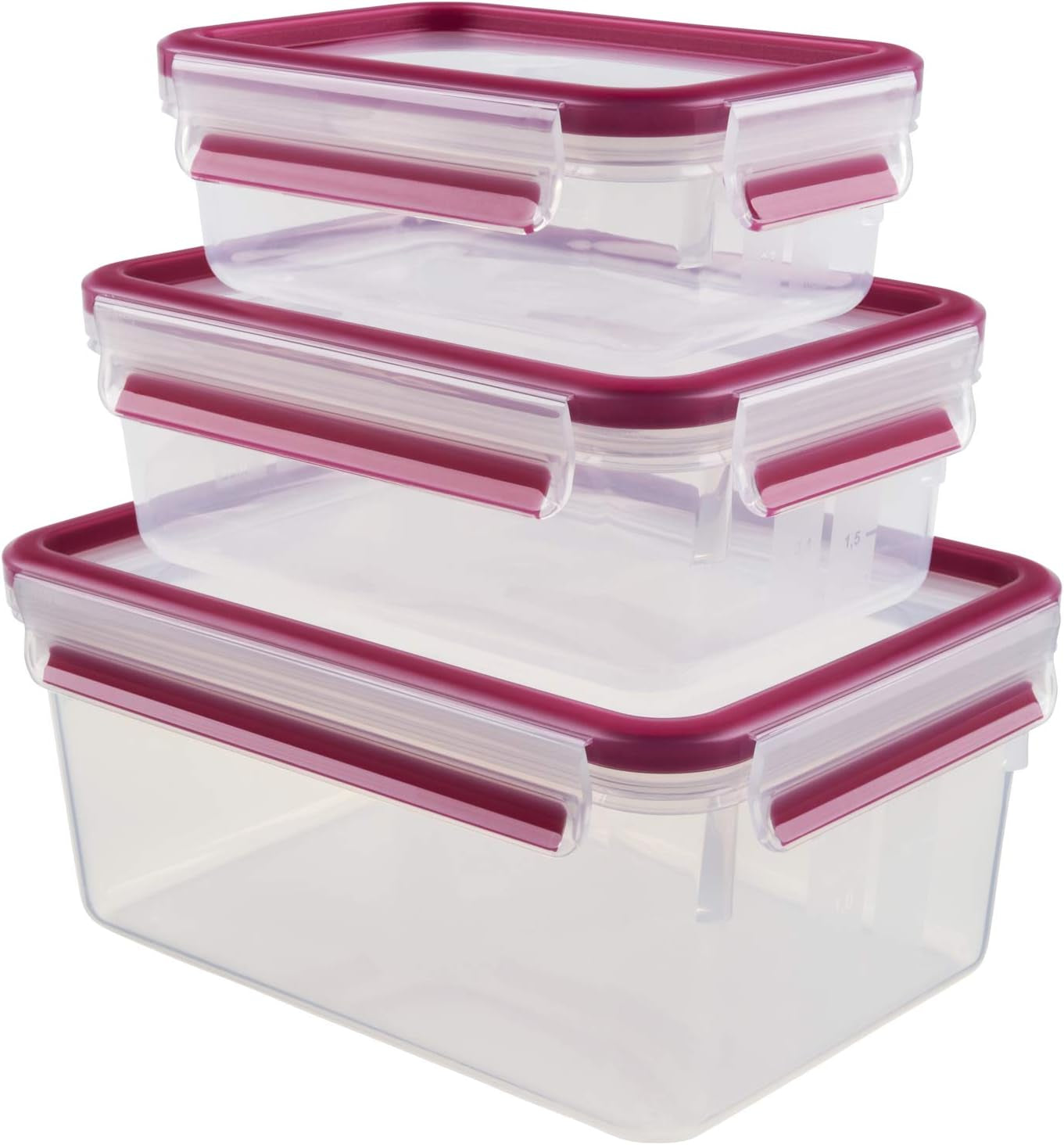Emsa 515585 Clip y cierre para alimentos | Juego de 3 piezas | plástico | transparente / verde | 0,55 / 1 / 2,2 litros Cajas para conservar alimentos Naty Shop Frambuesa 0,55 L+1,00 L+ 2,20 L