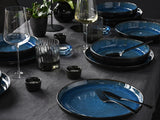 CreaTable, 20149, Serie Nordic Fjord Blue, Vajilla de 16 piezas para 4, Servicio combinado de porcelana, Apto para lavavajillas y microondas, Fabricación de calidad