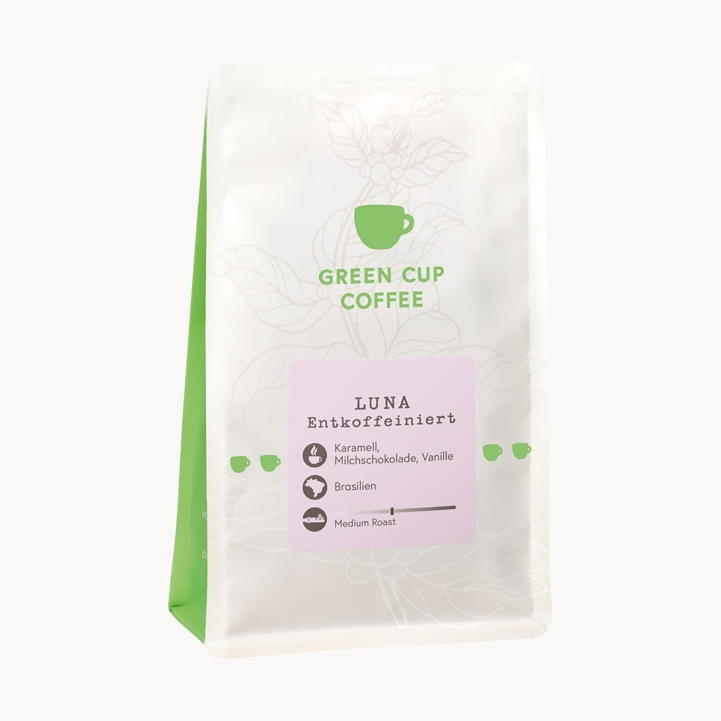 Café - Luna I 100% Arábica - Descafeinado I Café en grano 250g I Ideal para cafetera Moka, portafiltro, cafetera automática, café preparado y prensa francesa con sabores dulces y chocolate I Tostado medio