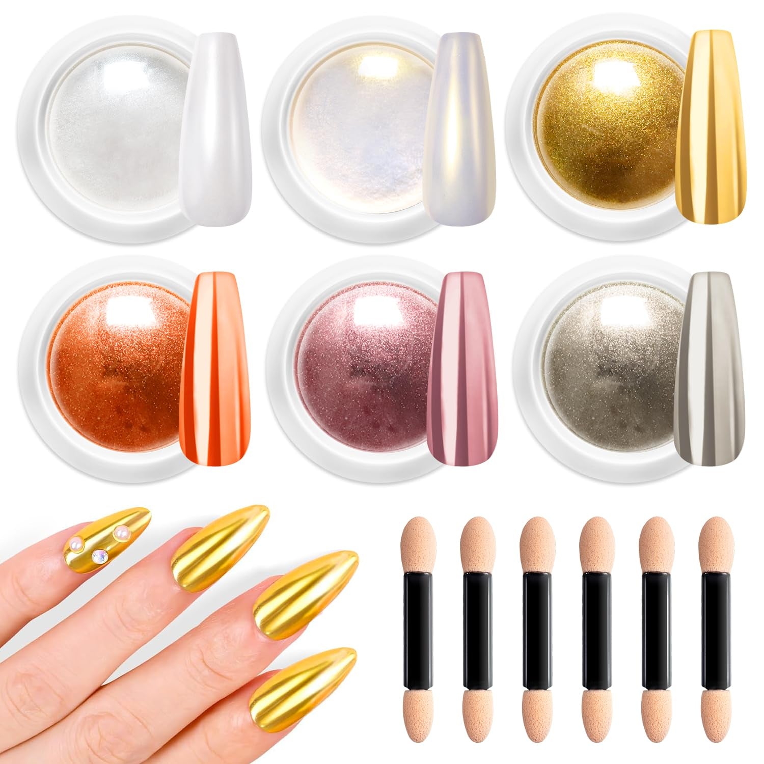 BISHENGYF Polvo de uñas cromado de oro rosaNeue Upgrade Grosse Kapazitä Chrom PulverSuper-Spiegeleffekt Metall Mirror Chrome Powder -Neon Glassy Pearl Effect Glitter Nagelkunst Pulver para salón de bricolaje