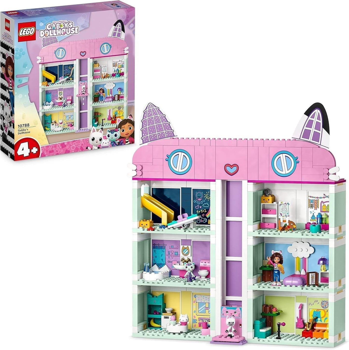Lego 10788 Casa de muñecas de Gabby, juego de juguetes, 8 habitaciones y 4 pisos. Casa de muñecas de Gabby con figuras de Pandi, suricata y Kuchi y accesorios, regalo para niñas, niños y niños de 4 años. Besuche den LEGO-Store Single