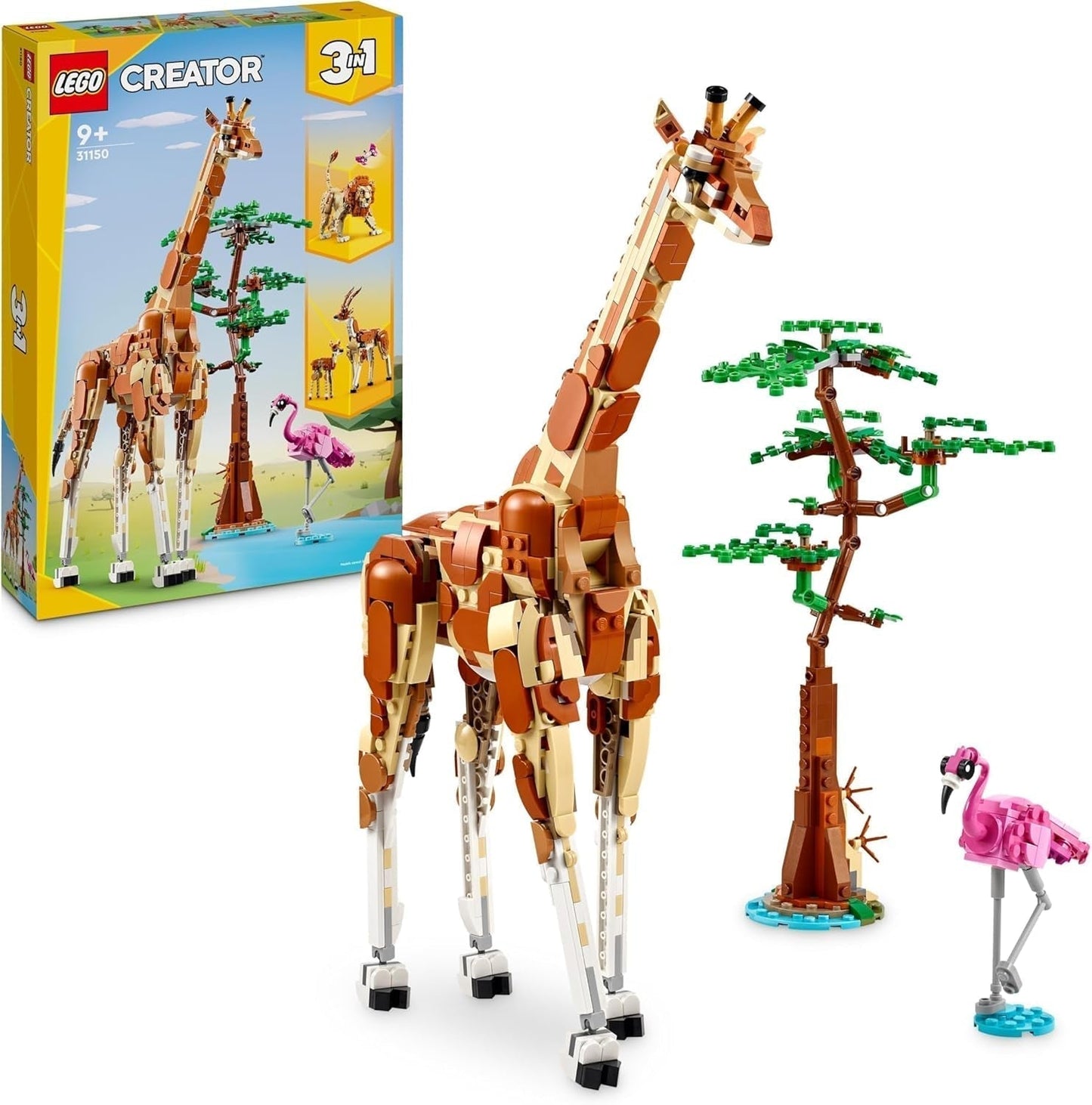 LEGO Creator Safari de animales 3 en 1, set creativo con figuras de animales, 3 opciones de construcción: jirafa, gacela y león de juguete, animales de juguete para niñas y niños, regalo natural para niños a partir de 9 años 31150 Juegos de construcción Beuche den LEGO-Store Single