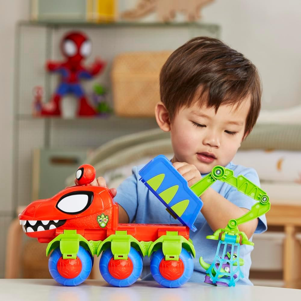 Marvel Spidey y sus súper amigos Dino Crawler Superhero Playset con figuras de Spidey y Dino y juguete de transporte para edades de 3 años en adelante Figuras de acción Naty Shop