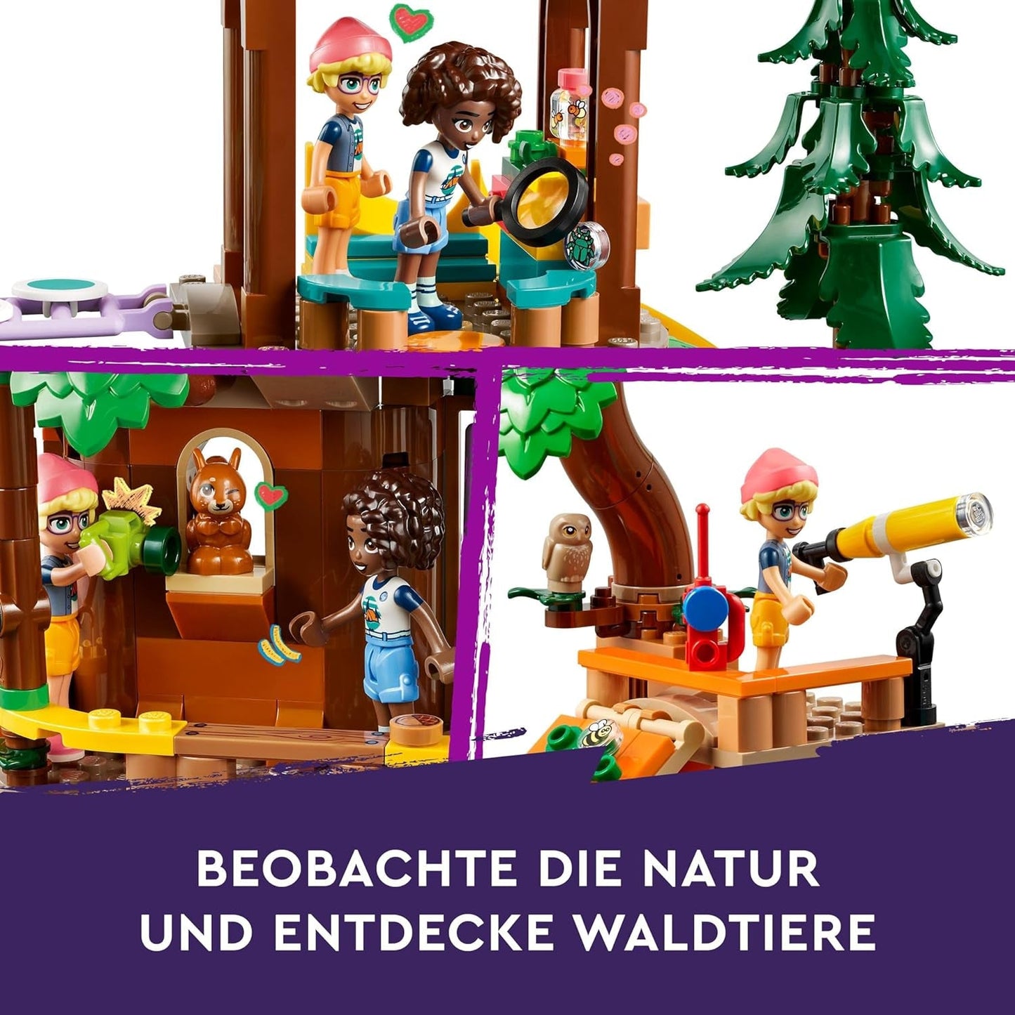LEGO Friends Casa en el Árbol en el Campamento de Aventuras, Set de Juego para Niñas y Niños de 8 Años con 5 Figuras y 5 Animales, Idea de Regalo para Juegos Creativos, Juguetes Deportivos, Casa de Muñecas 42631 Juegos de Construcción Besuche den LEGO-Store
