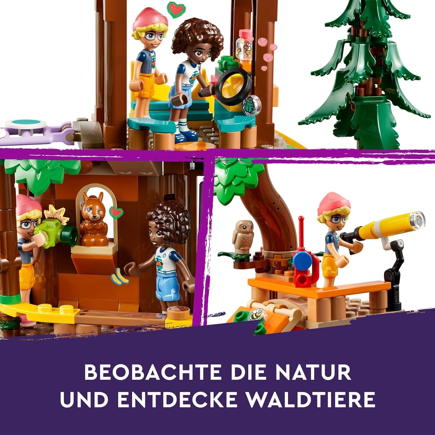 LEGO Friends Casa en el Árbol en el Campamento de Aventuras, Set de Juego para Niñas y Niños de 8 Años con 5 Figuras y 5 Animales, Idea de Regalo para Juegos Creativos, Juguetes Deportivos, Casa de Muñecas 42631 Juegos de Construcción Besuche den LEGO-Store