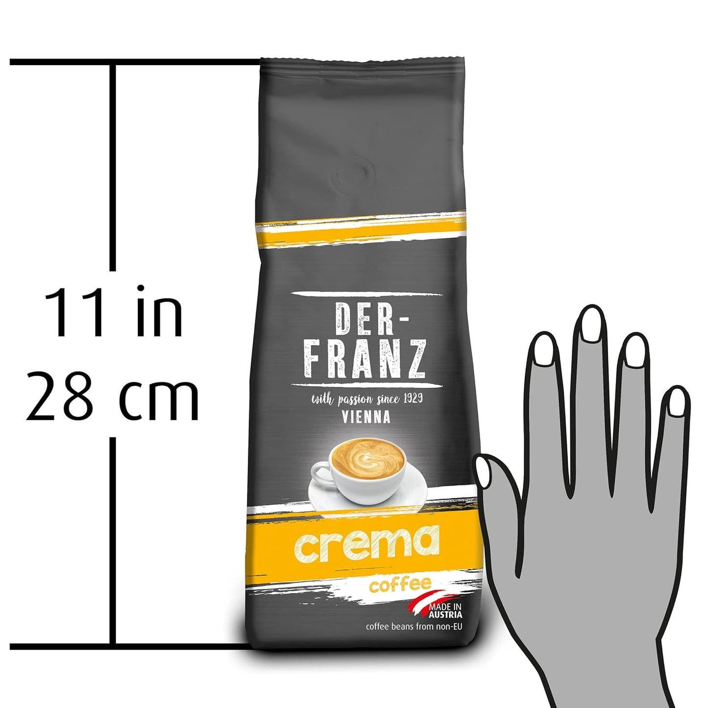 DER-FRANZ Kaffee Crema, Intensidad 4/5, 100% Arábica, ganze Kaffeebohnen, 3 x 500 g