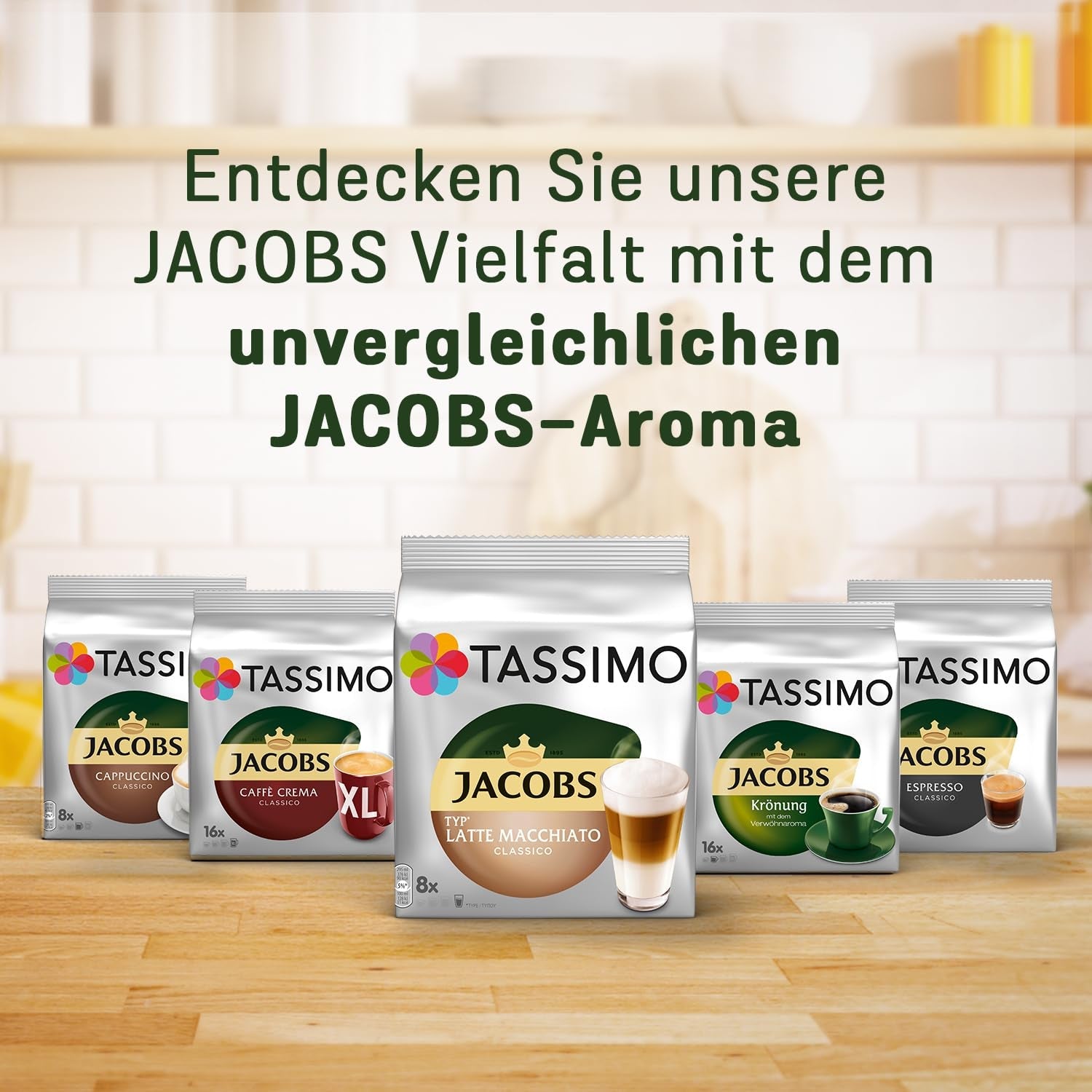 Tassimo Kapseln Jacobs Café au Lait, 5 x 16 monodosis, 80 Kaffeekapseln
