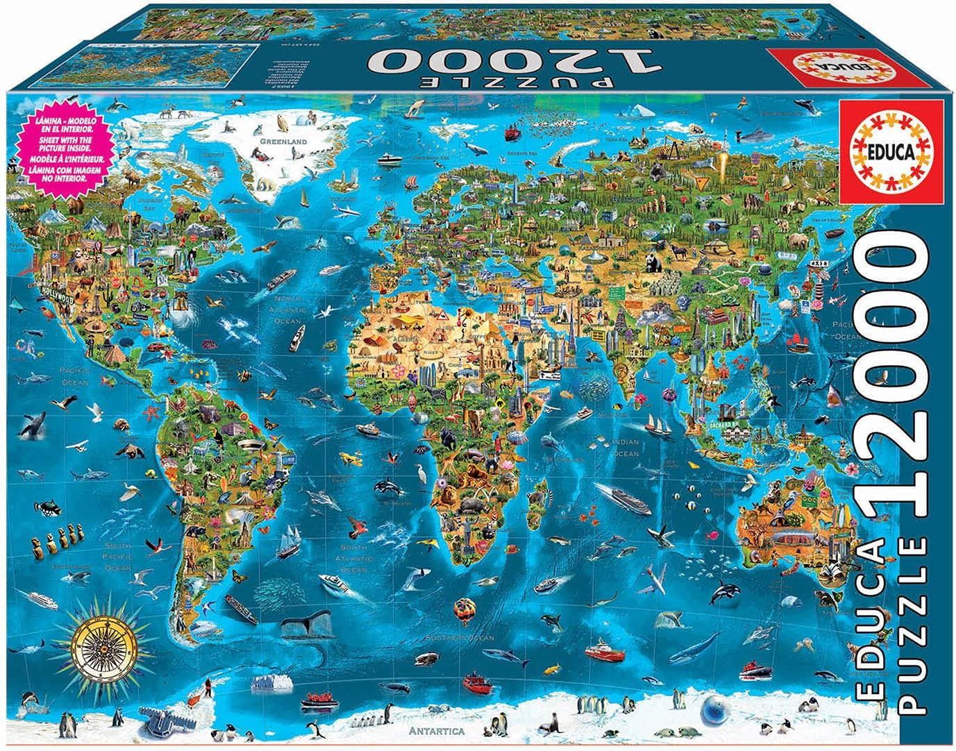 Educa - Maravilla del mundo, rompecabezas de 12000 piezas para adultos y niños a partir de 14 años, mapa del mundo (19057) Puzzle Naty Shop Título predeterminado
