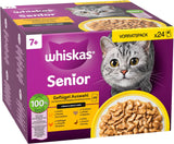 Whiskas 7+ Comida Húmeda para Gatos Selección de Aves en Salsa 24 x 85 g (2 Packs) - Comida húmeda de alta calidad a partir de 7 años en 48 bolsitas para servir