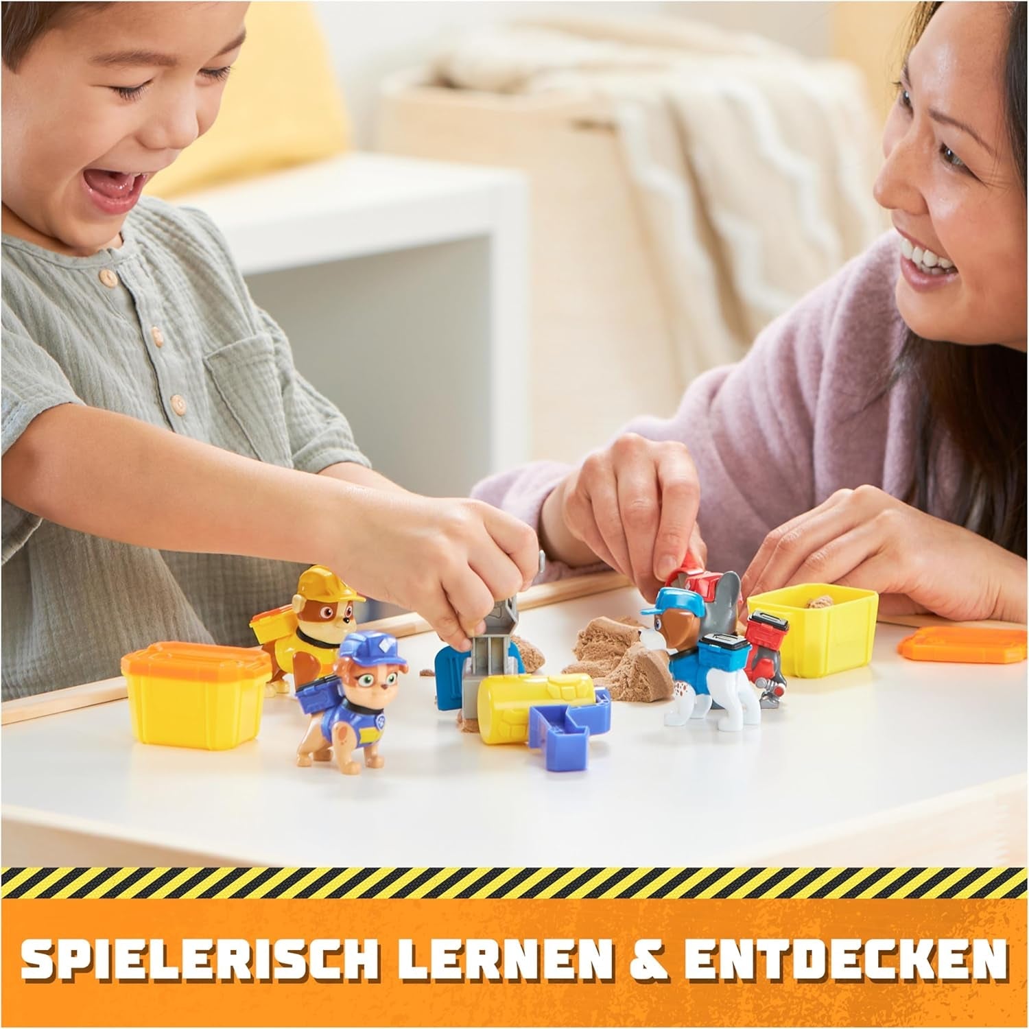 Rubble & Crew - Juego de figuras de acción de Rubble & Mix, 2 juguetes de construcción y arena de construcción cinética de 85 g, juguete adecuado para niños de 3 años en adelante Figuras de acción Naty Shop