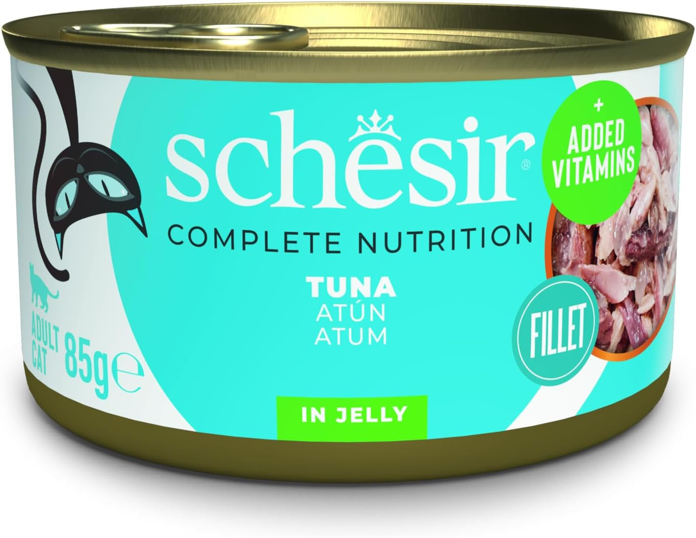 Atún en gelatina, comida húmeda para gatos, enlatada, 100% natural, con vitaminas añadidas, 12 x 85g