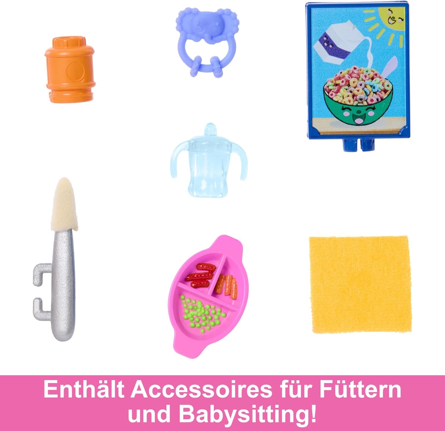 Muñeca Barbie Skipper y accesorios, juego de comida, juego de niñera, juguete que cambia de color HTK35
