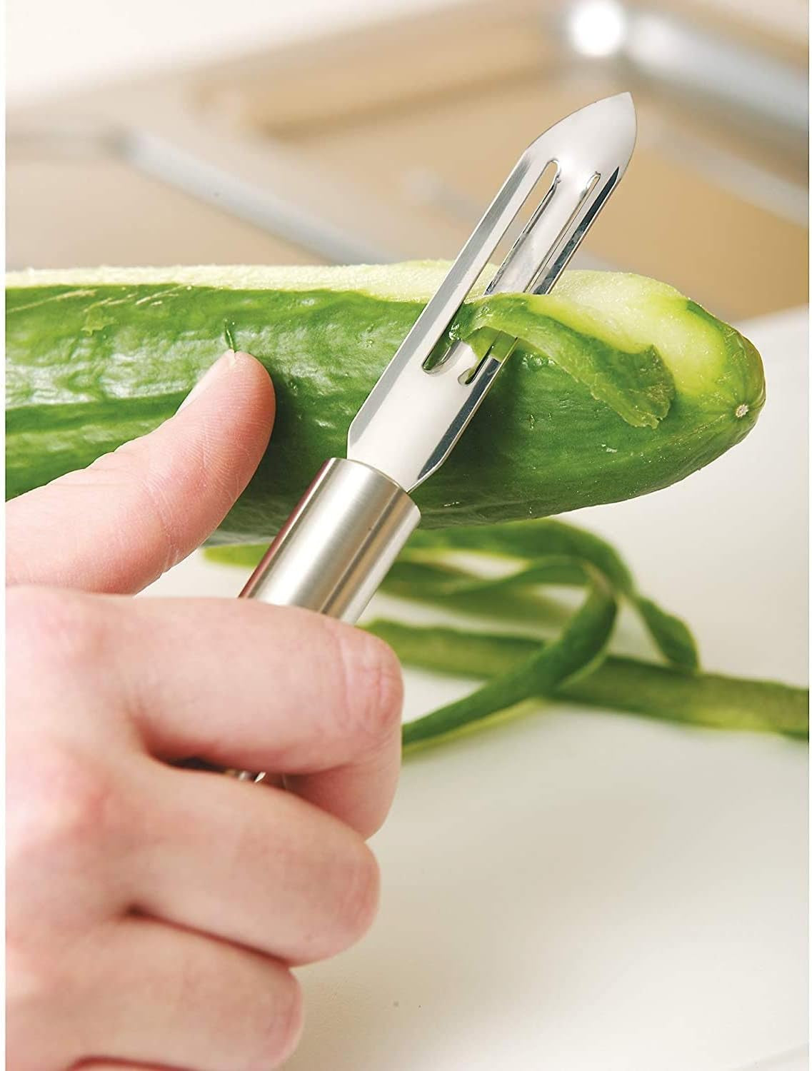 Pelador WMF Profi plus 19 cm, pelador de verduras, acero inoxidable Cromargan Peeler Naty Shop