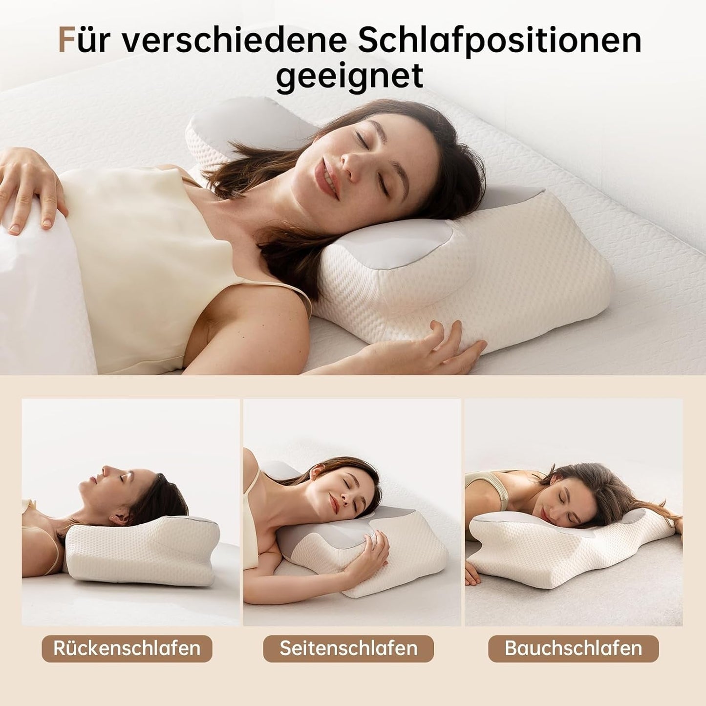 Homyrium Almohada Cervical Ergonómica Almohada Ortopédica Almohada de Espuma Viscoelástica Almohada Antirronquidos Almohada para Dormir de Lado Espalda Almohada Estómago Gris Almohadas Ortopédicas Cervicales Naty Shop