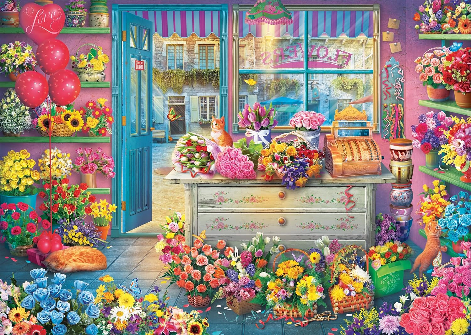 Schmidt Spiele 59764 Floristería de colores, rompecabezas de 1000 piezas Puzzle Naty Shop