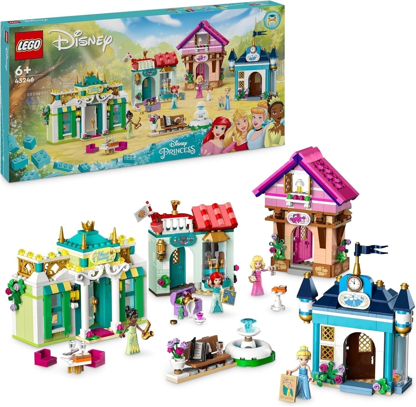 LEGO Disney Princess: Disney Princess Adventure Market, Casa de juguetes con 4 muñecas, incluidas Cenicienta y Ariel, Set de juego con mapa del tesoro, Regalo para niñas y niños a partir de 6 años 43246 Juegos de construcción Besuche den LEGO-Store Single