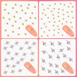 400 Stück Gold Silver Stern Nail Charms Nägel, 3D Metall Star Nagelkunst Dekorations, Star Nail Design Gemischt Größe Form Nägel Zubehör