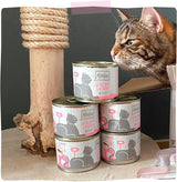 MjAMjAM - Comida húmeda premium para gatos - Pollo jugoso y salmón salvaje Paquete de 6 (6 x 400 g) Sin cereales con carne extra