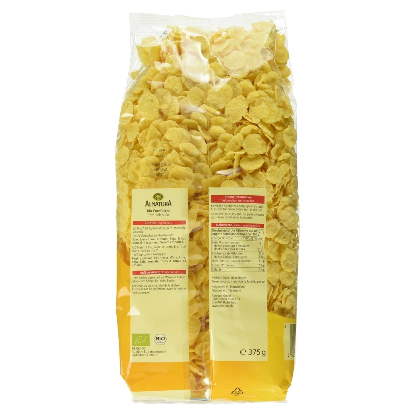 Copos de maíz ecológicos, sin gluten, 375 g