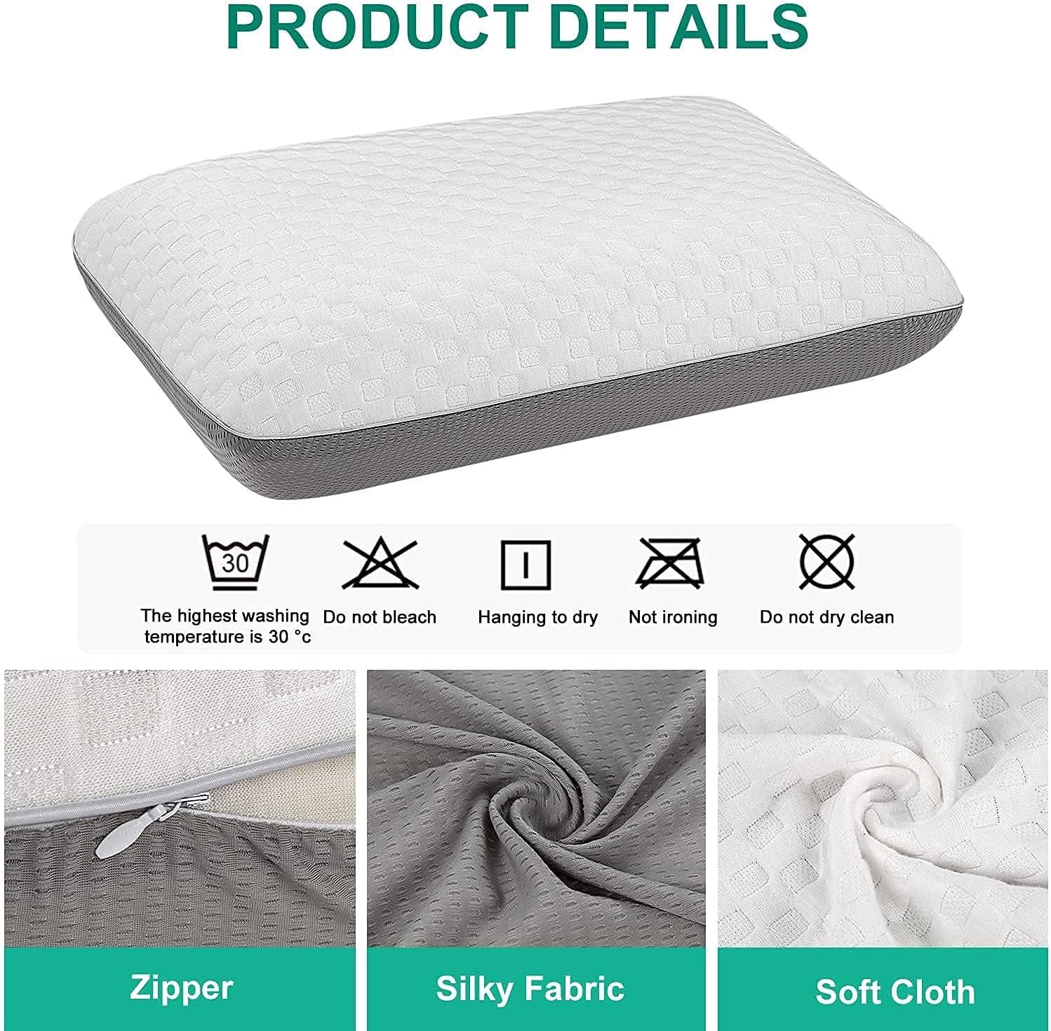 Fityou Almohada Viscoelástica Almohada De Soporte Para El Cuello Almohada Ergonómica Para Dormir Almohada De Enfriamiento Diseño De Doble Cara Funda De Almohada Lavable (67,5X40X13Cm) Almohadas Ortopédicas Cervicales Naty Shop