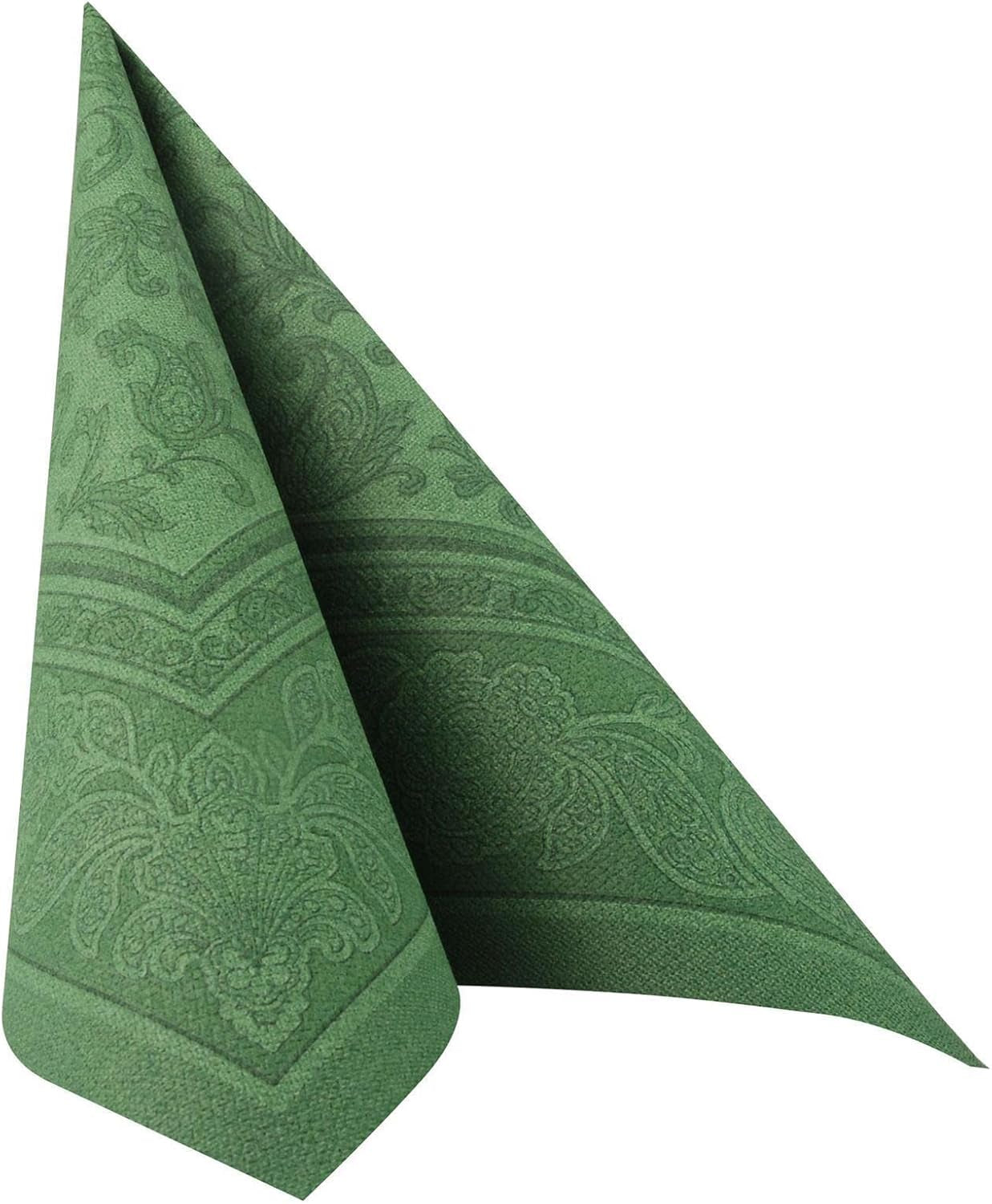 50 Servilletas "Colección ROYAL" Pliegue 1/4 40 Cm X 40 Cm verde oscuro "Adornos"