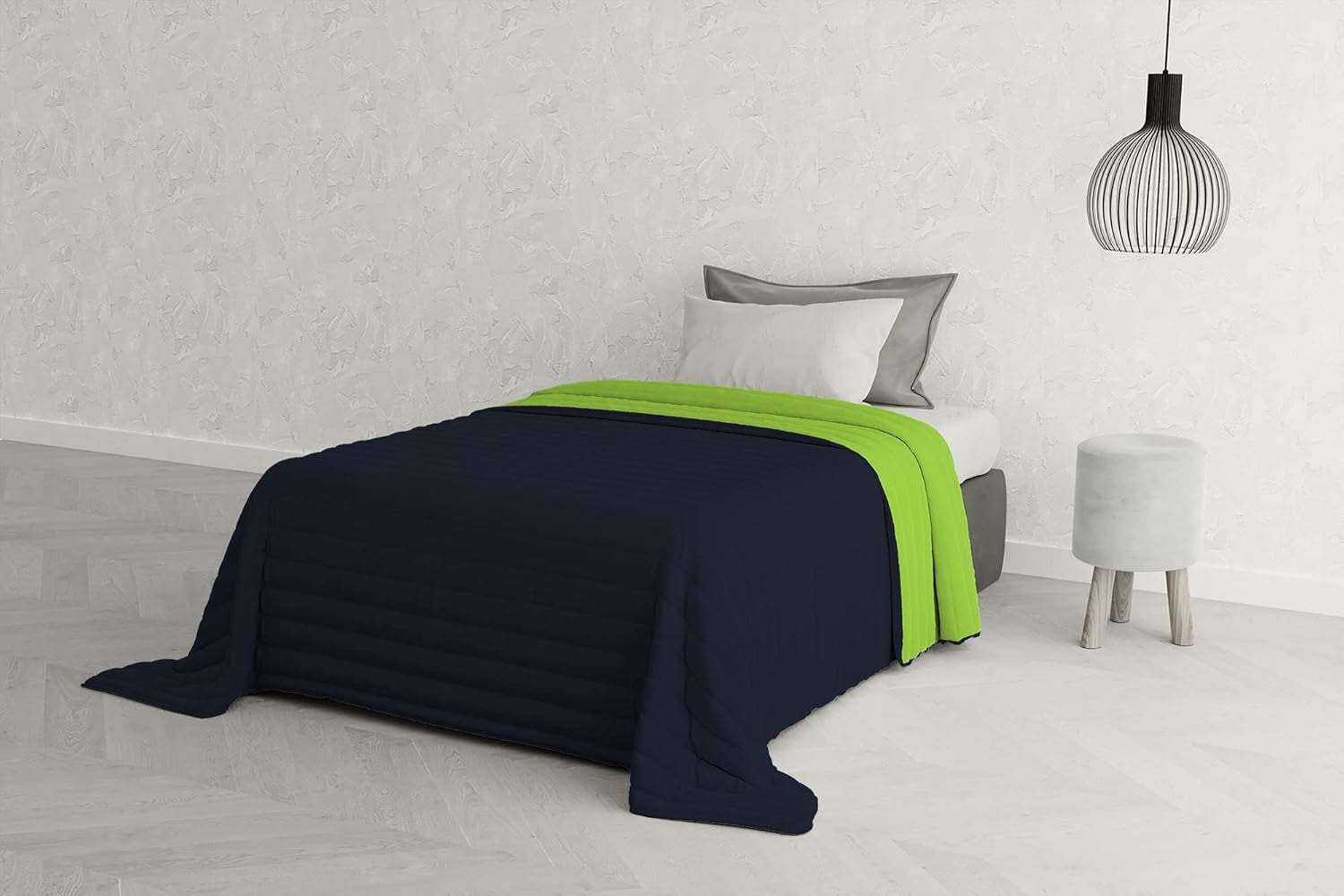Ropa de cama italiana Estivo cama individual, lino, Aqua, 170 X 270 Cm Edredones y colchas Naty Shop Verde, azul 170 X 270 Cm