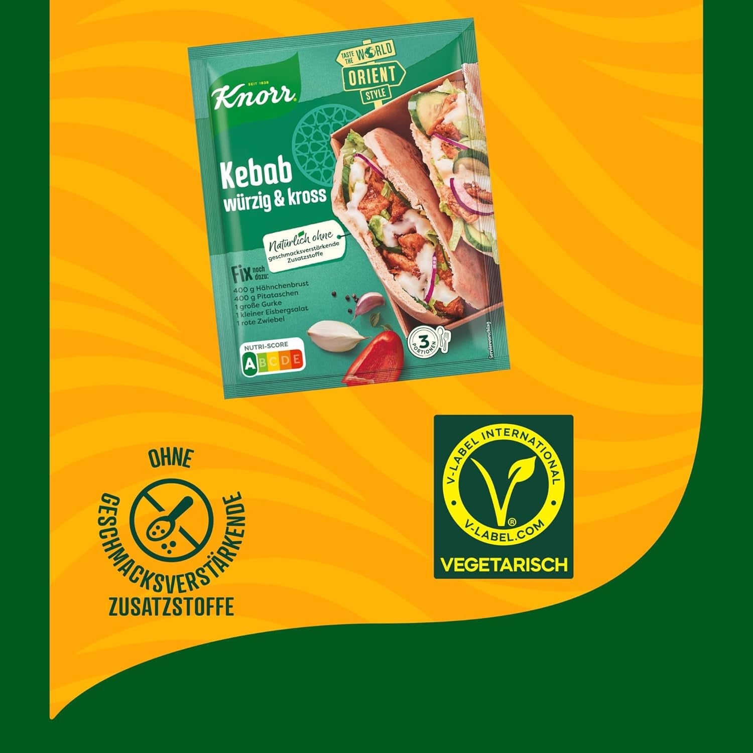 Knorr Fix Kebab para un würzig und krosses Hähnchen Gericht ohne geschmacksverstärkende Zusatzstoffe 3 porciones
