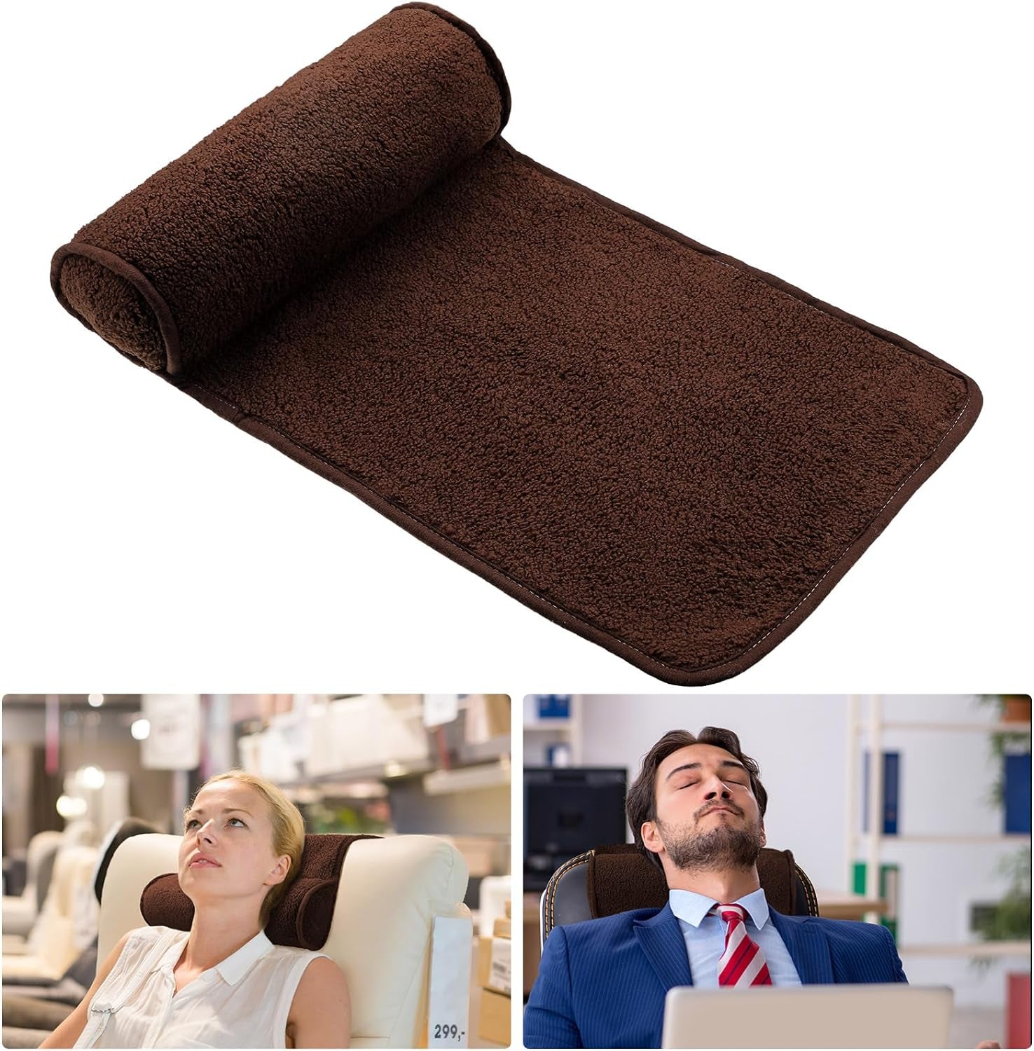 Chaise Lounge Almohada para el cuello, almohada para la cabeza, almohada ajustable de felpa, rollo para el cuello, forro polar antideslizante, almohada para el cuello, almohada para viajar a casa, chaise lounge, sofá, sillón (negro)