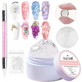 NAILGIL Esmalte de uñas de gel sólido, pegamento de uñas de gel sólido, escultura de arte de uñas 3D con juego de herramientas, salón de bricolaje en casa, transparente 15G