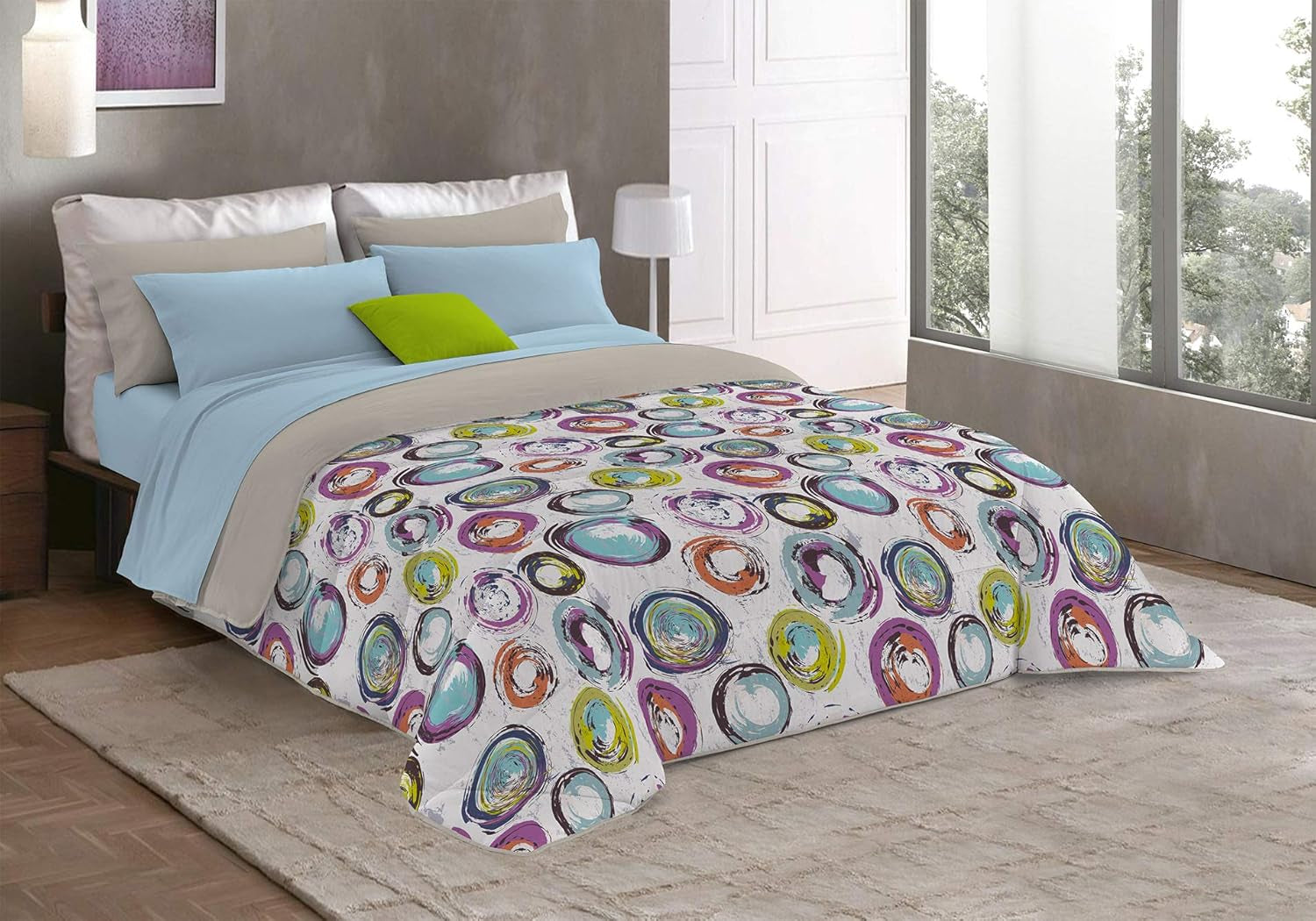 Fantasy T-Fa-Hypnotic-1P Edredón de invierno, Microfibra, Hypnotic, 170X260Cm Edredones y colchas Naty Shop Cerchi Astratti 260X260 Cm