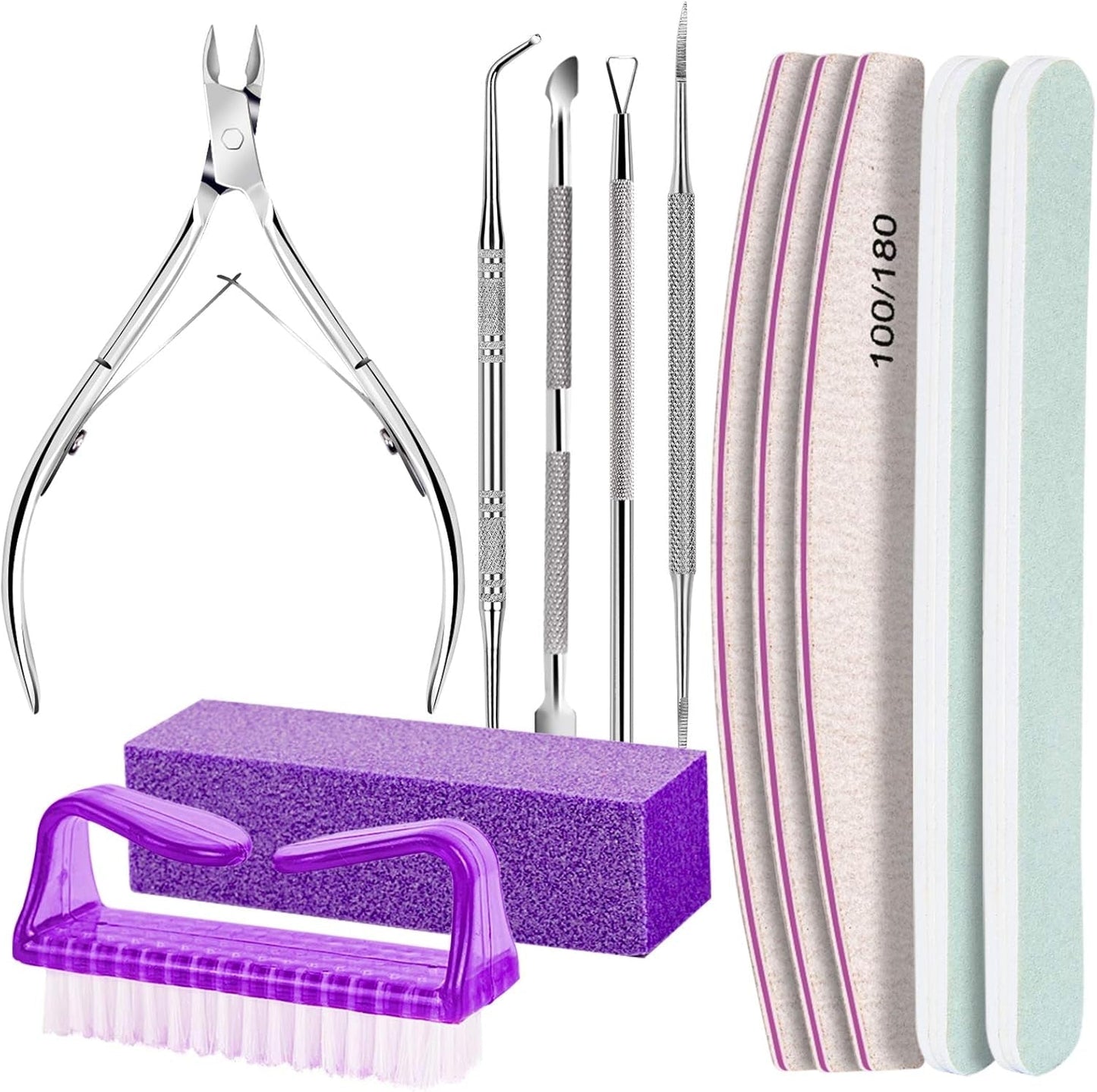 FANDAMEI Set de manicura, Buffer Für Nägel, Nagelfeile 100/180, Nagelfeilen Für Gelnägel, Nagelhautschieber, Buffer Für Gelnägel, Feilen Für Gelnägel, Nagelzange, Nagelfeilen Set, Maniküre & Pedicure Set