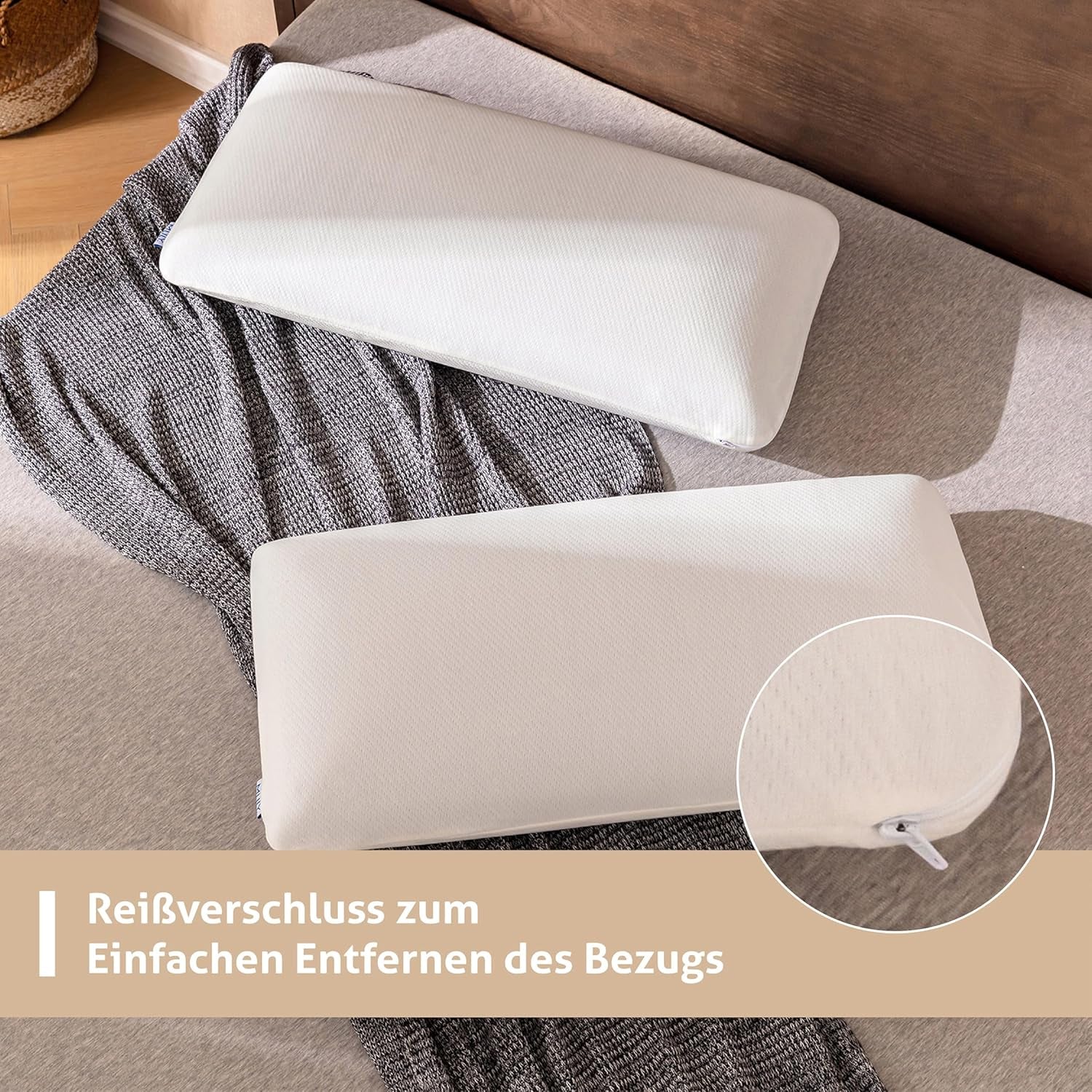 EGO HOME Almohada Viscoelástica Suave Almohada Ergonómica para Dormir Boca Arriba Almohada De Soporte Para El Cuello Con Funda Transpirable Y Lavable, Certificado Oeko-Tex, Almohada Para El Cuello 75X35Cm Perne Standard Naty Shop