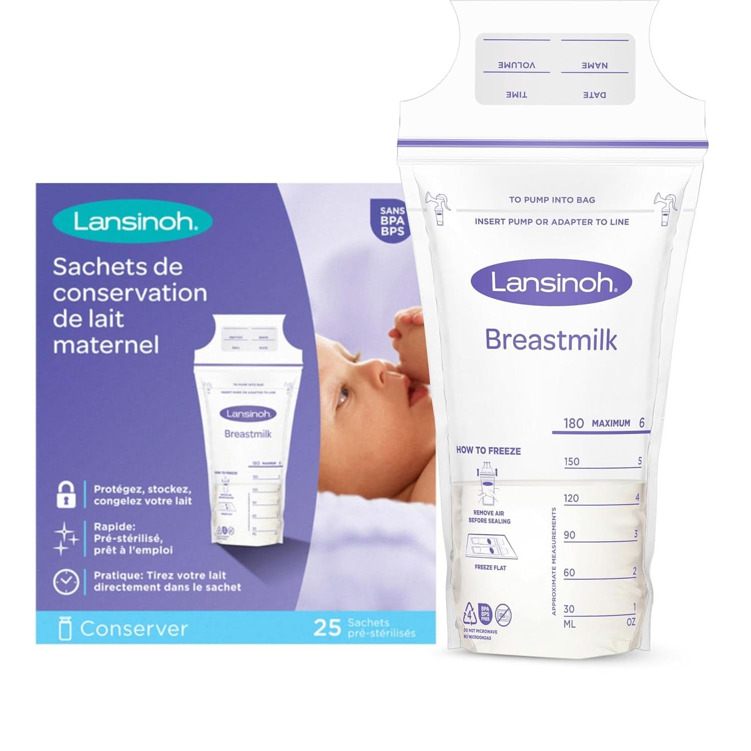Lansinoh Bolsas de almacenamiento para leche materna, 25 unidades Alimentación y Accesorios Lactancia Tienda Bebe Naty