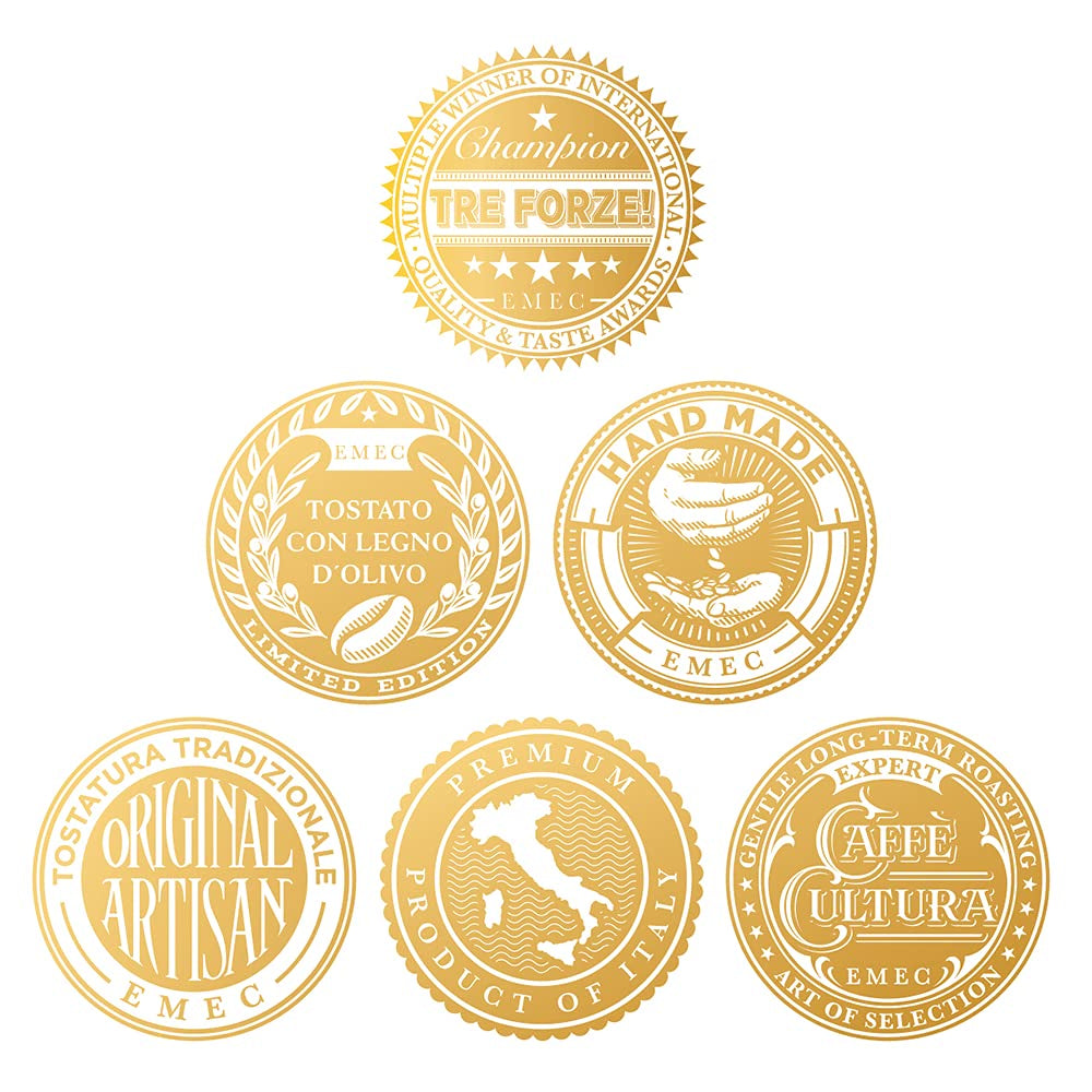 Espresso Caffè - Café en grano - Tostado tradicionalmente sobre fuego de leña de olivo, hecho a mano en Sicilia - Café en grano premium 250 g para cafeteras totalmente automáticas y portafiltros